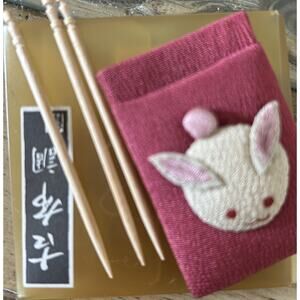 Vintage Easter Bunny Toothpick Holder Rabbit Animal Pocket Asian Cloth Handmade